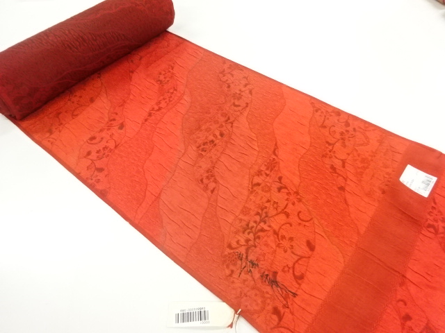 アンティーク　岩浅公展　ふくれ織花更紗模様織出しコート地羽尺反物